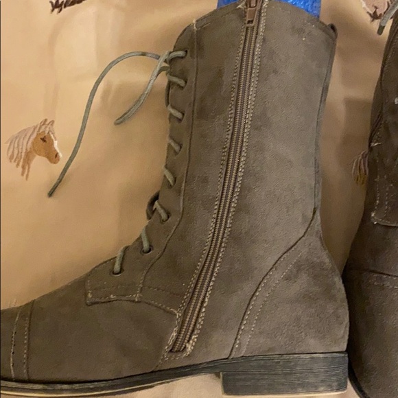 Taupe colored mid knee Boots. - Picture 3 of 14